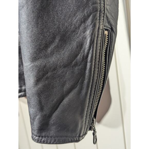 FLYING BIKES Oakwood NY Chapter Leather Zip Front Motorcycle Jacket Womens L - Picture 12 of 15